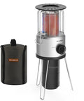 8,500 BTU Portable Propane Heater For Outdoors With Tilt Switch And Two Speed Heating, Lightweight 4.2 Lb With Carry Bag, Built To Warm Camp Tents Garages Patios And Fishing Spots featuring metal body and detachable tripod base.