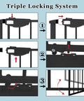 Triple Lock Baby Gate Extra Wide 31 To 35 Inches Pressure Mounted Walk Through Swing Auto Close Black Metal Gate Locking System