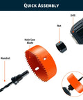 Effortless Hole Saw Kit With Nine Sizes From Three Quarter Inch To Three Inch 19 To 76 Mm Carbon Steel Set Includes Mandrels