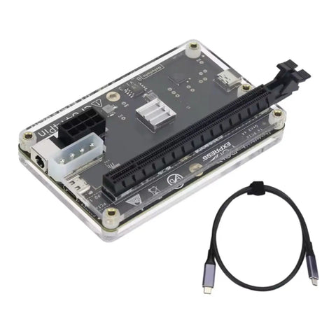 Hot Swappable Egpu Expansion Dock with Fast Usb Charging Cable, Jhl6340 chip and transparent base.