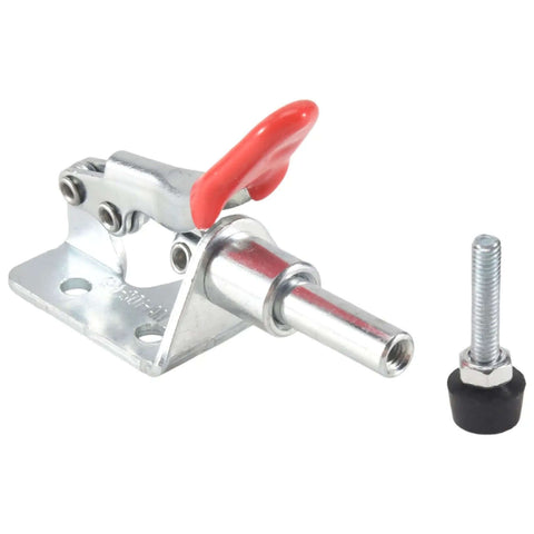 Four Pack 45Kg Toggle Clamp Set With Quick Release Pull Action, showcasing individual clamp with red handle and bolt