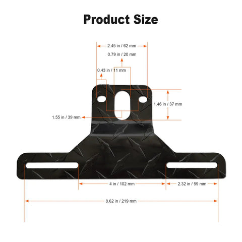 Dimensions of Rugged Heavy Duty Aluminum Trailer License Plate Bracket Holder For Trucks Trailers RVs Boats Universal Plates