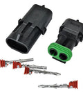 10 Pack 2 Pin Weather Pack Connector Set For 20-14 AWG Wire Harness 2.5mm Series Automotive Electrical Plugs Waterproof Male And Female Housings With Seals And TPAs DIY Friendly