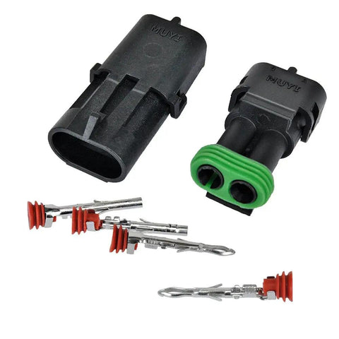 10 Pack 2 Pin Weather Pack Connector Set For 20-14 AWG Wire Harness 2.5mm Series Automotive Electrical Plugs Waterproof Male And Female Housings With Seals And TPAs DIY Friendly