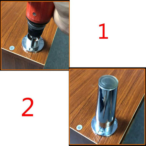 Adjustable Metal Furniture Legs In Zinc Alloy Replacement Feet For Sofa Cabinet And Coffee Table - White 120mm Height installed