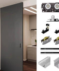 Concealed Barn Door Hardware Kit With Trackless Sliding System And Hidden Tracks Soft Close Mechanism Whisper Quiet Nylon Rollers