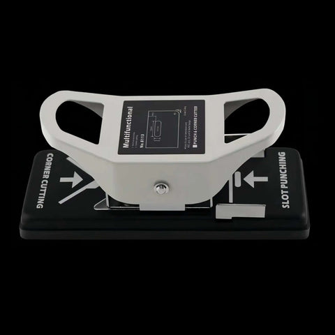 2-In-1 Slot Hole Punch For Paper And PVC Cards - Heavy Duty All Metal Corner Rounding And Slot Punch Tool, top view