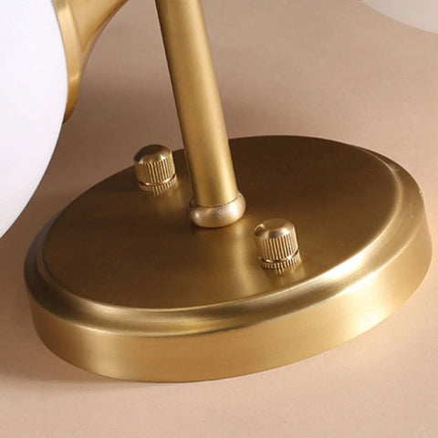 Close-up of copper base of Two Light Wall Sconce For Bathroom Vanity And Mirror Front Light With E27 Socket, round glass shade.