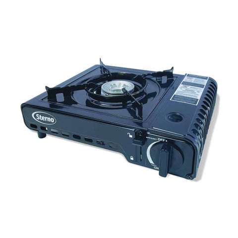 Portable Butane Stove With Ten Thousand BTU Single Burner for Indoor Outdoor Cooking, Camping Cooktop with black design