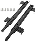 Heavy Duty Ball Bearing Keyboard Tray Slides For Cabinets 240mm Or 290mm Closed Length With 480mm Or 578mm Extended Reach 35mm Wide Smooth Quiet Rustproof Cold Rolled Steel Drawer Guides, black with screws
