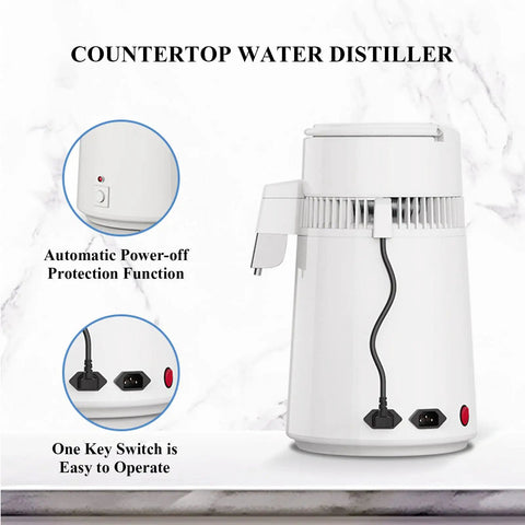 Built Tough Water Distiller Machine Packs 750 Watt Heating Coil with easy-to-use one key switch and automatic power-off.