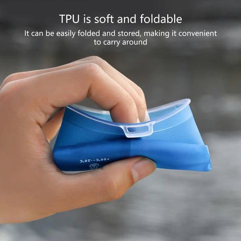 Hand folding Foldable Water Bottle 200ml Shatterproof, Lightweight Hydration Bottle For Running, Wide Mouth Design