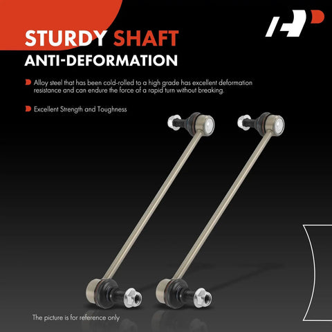 Two Front Sway Bar Links Stabilizer Kit Fits Chevy Buick Saab Pontiac Vehicles 2010 2017 Malibu Cruze Volt Orlando LaCrosse Verano Regal Nine Five G Six Replacement, showing alloy steel links with anti-deformation features.