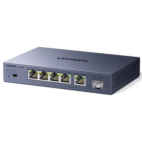 Six Port 2.5Gb Ethernet Switch With Five 2.5Gb Ports And One 10Gb SFP Plus Port, Unmanaged Metal Desktop Switch, Plug And Play