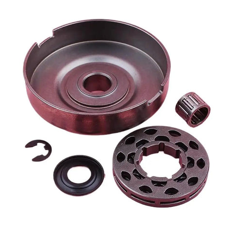 Top Shelf Standard Three Eighth Inch Ten Tooth Sprocket Rim Clutch Drum with washers and E clips for Stihl 362 365 371 372.