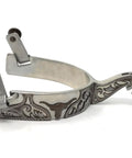 Longhorn Floral Show Spurs For Men With One Inch Stainless Band Two Inch Shank One And One Eighth Inch Ten Point Stainless Rowels