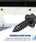 Tough As Nails Stainless Steel License Plate Screw Kit showing a black stainless steel screw with protective coating for secure attachment.