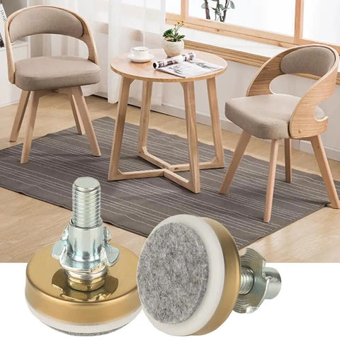 Heavy Duty Furniture Leveling Feet With 1.69 Inch Base And M10 Thread 1102 Lb Capacity Per Leg 8 Pack Gold Non Slip Base For Tables Chairs Cabinets Sofas Desks Riser Durable Steel And Nylon Construction For Long Lasting Use And Floor Friendly Glide