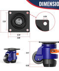 Product dimensions of Heavy Duty Leveling Casters Set Of 4 With Ratchet Handle For Quick Height Adjustment, Each Castor Supports Up To 2200 Lbs