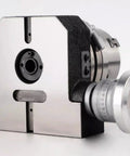 Ultra Compact Indexing Head With Kickass Four Jaw Control And Smooth 360 Dial supports vertical or horizontal setup.