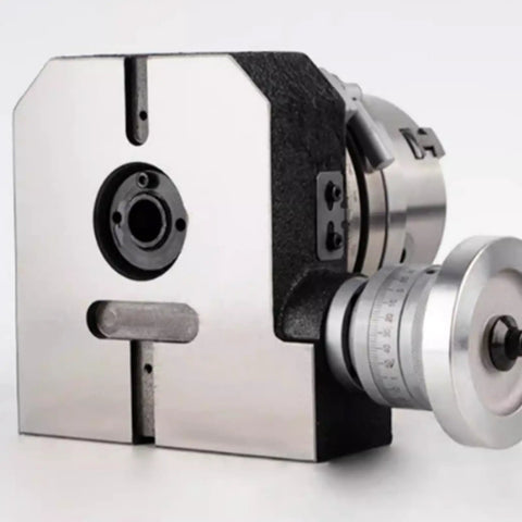 Ultra Compact Indexing Head With Kickass Four Jaw Control And Smooth 360 Dial supports vertical or horizontal setup.