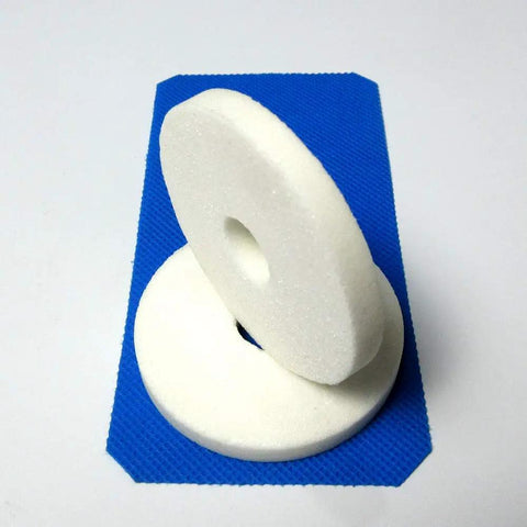 Straight Up Heavy Duty Round Disc Grinding Stones For Leather Skiving Machines Smooth Precision Cuts Durable Replacement Parts on blue background.