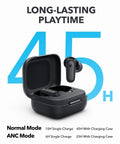 Black Noise Cancelling Earbuds With 45 Hours Playtime, Strong Bass, IP54 Dust And Water Resistance, Bluetooth 5.4 Wireless Earbuds