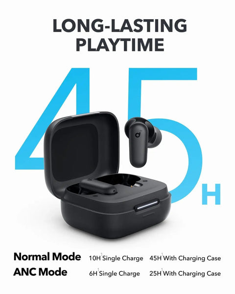 Black Noise Cancelling Earbuds With 45 Hours Playtime, Strong Bass, IP54 Dust And Water Resistance, Bluetooth 5.4 Wireless Earbuds