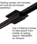 Close-up of black track from Six Foot Black Rigid Aluminum Track Lighting Kit With Halo Single Circuit Rails, no floating canopy