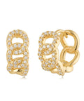 Gold Huggie Hoop Earrings For Women With Chunky Link Chain Cubic Zirconia 14K Gold Plated Hypoallergenic Everyday Jewelry That Goes From Casual To Dressy And Stacks With Any Look