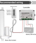 Recommended wiring diagram for Tough As Nails 12V Linear Actuator 18 Inch Stroke 3000N with remote controller connection.
