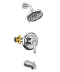 Tub And Shower Faucet Set With Rain Shower Head Chrome Tub Spout Single Handle Trim Kit Valve Included High Pressure Rain Shower