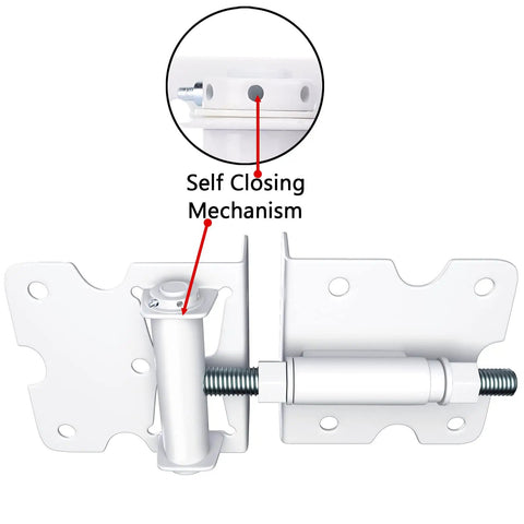Self-Closing Gate Hinges Pack Of 2 For Vinyl, Wood, And Metal Fences Heavy Duty Steel Hardware Weatherproof with self-closing mechanism