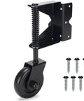 Heavy Duty Wooden Fence Gate Caster With 360 Degree Swivel For Outdoor Swinging And Rolling Gates Four And A Half Inch Wheel 220 Lb Capacity Black Left Install Gate Support Wheel Kit