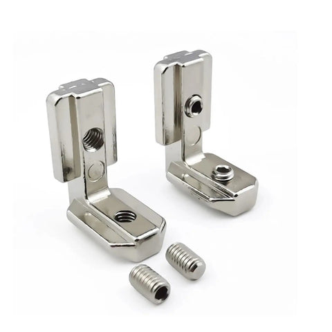 Two Heavy Duty L Shape Corner Brace Brackets With Matching Screws For Quick Furniture Repair Built Tough.