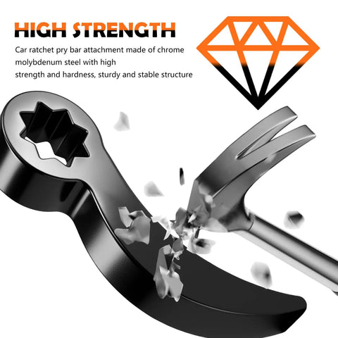 Heavy Duty Half Inch Drive Pry Bar Wrench Adapter With 8 Point Bull Horn Ratchet Attachment for Half Shaft and CV Axle Removal close-up.