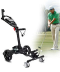Foldable Smart Electric Golf Cart With Automatic Following Tech and Killer Stability for a smooth course roll next to a golfer.