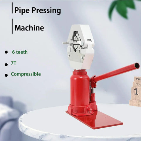 7 Ton Benchtop Portable Hydraulic Hose Crimper With 4 Dies Manual High Pressure Hose Crimp Tool on a table