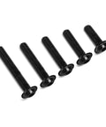 Solid As A Rock M4 0.7 X 10 Mm Flange Button Head Screw Set 100 Pack, black stainless steel fasteners in a row.