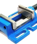 Unigrip Drill Press Vise 4 Inch Heavy Duty Cast Iron Machine Tool Vise With Precision Ground Base And Vise Bed, blue and silver