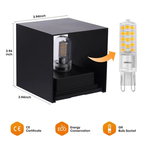 Four Pack Modern LED Wall Sconces Waterproof IP65 Outdoor Aluminum Up And Down Lights with 3000K Warm White G9 replaceable bulbs