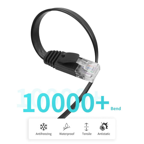 Retractable Cat6 Flat Ethernet Cable 6.6 Ft For No Tangle High Speed 10Gbps Networking Flat Patch Cord With RJ45 Connectors, flexible design
