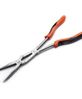 Long Nose Pliers With Serious Reach For Tight Spots, Straight Jaw, Dual-Material Handles, Double Joint Design For Wider Jaw Opening