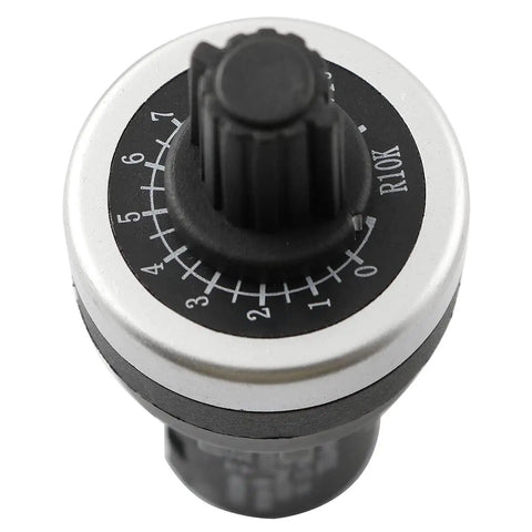 10K Ohm Potentiometer For Variable Speed Drives 22mm Rotary VSD Control Knob, industrial grade, mounted on control panel