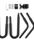 Components of Heavy-Duty Bike Surfboard Carrier Bracket For Ride-Ready Trips, adjustable metal parts and mount