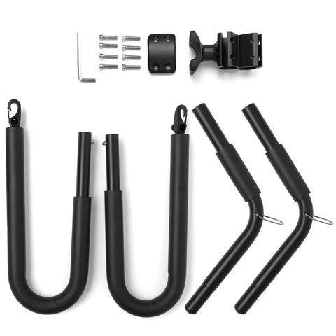 Components of Heavy-Duty Bike Surfboard Carrier Bracket For Ride-Ready Trips, adjustable metal parts and mount