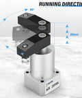Left Turn Rotary Pneumatic Cylinder, 20mm Bore, 90 Degree Turn, Aluminum Alloy Body with M5 Port, ACK25 90L, showing rotation