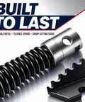 Badass 16mm Replacement Drain Cleaner Cutter Head Set Pro Specs Metal Blades, detailed view of flexible spring and sharp edges.