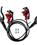 Heavy Duty Hydraulic Disc Brake Kit For Mountain Bikes Featuring Crisp Dual Piston Calipers 800mm Front And 1450mm Rear Lines. Dual piston brake levers and hoses.