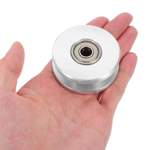 Beefy Aluminum U Groove Pulley Wheel With Double Bearing Silent Roller For Home Gym And Cable Pulley System High Efficiency Smooth Quiet Operation Fitness Equipment Accessory For Strength Training in hand